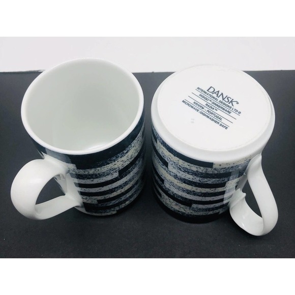 DANSK Radia INDIGO Sugar & Creamer With Lids 2 Mugs Cups Blue White Coffee A1 - Picture 5 of 8